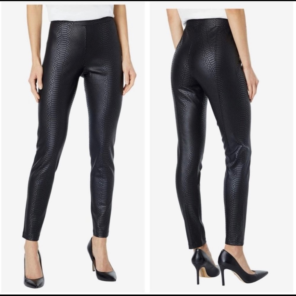 NWT Vince Camuto Lacquer Ponte Matte Croc Faux Leather Pants Leggings S/M
